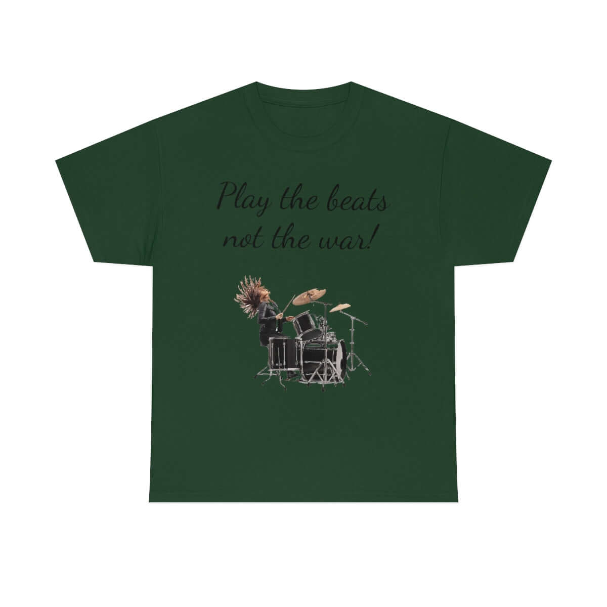 Customised t-shirt. Feel great and wear "play the beats not the war " t-shirt. Play the music in our clothes!!